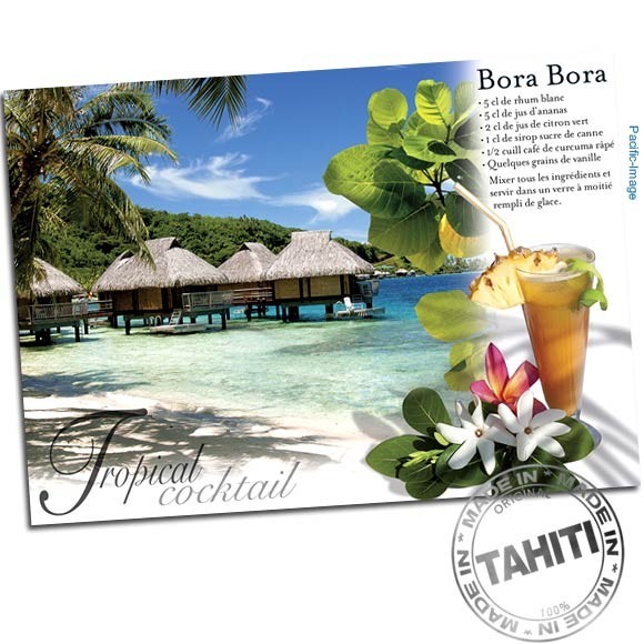 Carte postale recette tropical cocktail bora bora cp258
