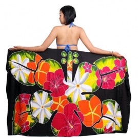 Pareo bali art fait main fleurs colorees tahiti