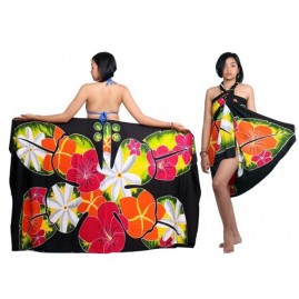 Pareo bali art fait main fleurs colorees tahiti