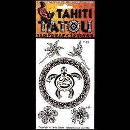 Tatou temporaire t55 fleurs tortue maohi