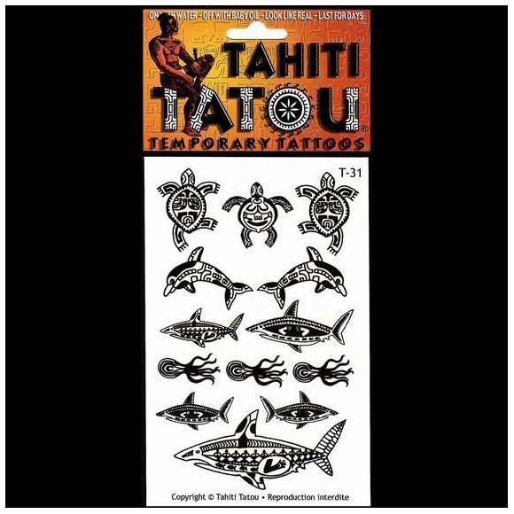 Tatoo temporaire t31 requin et tortues