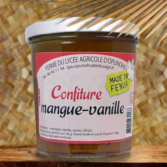 Confiture artisanale moorea 350g mangue vanille tahiti