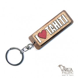 Porte cles en bois varua pacific i love tahiti pc5