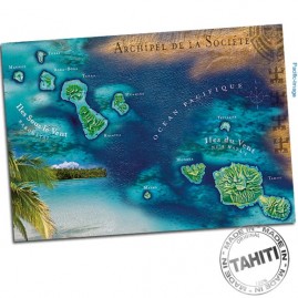 Carte postale carte tahiti les iles de la societe cp180