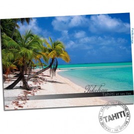 Carte postale plage de sable rose tikehau cp325
