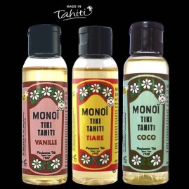 Lot 3 Monoi Tiki Tahiti 60ml Tiare Coco Vanille