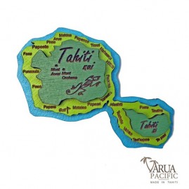 Magnet  bois carte de tahiti xl varua pacific m13