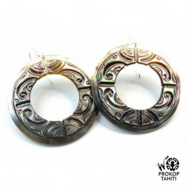 Boucles oreilles argent creoles xl nacre prokop tahiti boh3