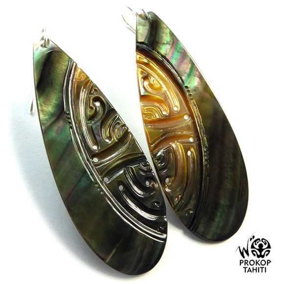 Boucles oreilles argent gouttes xxl nacre prokop tahiti boh13 Boucles oreilles argent gouttes xxl nacre prokop tahiti boh13