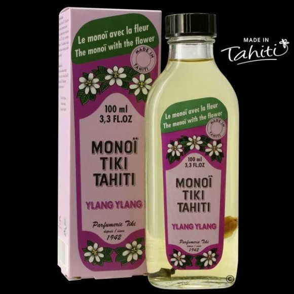 Monoi tiki tahiti flacon verre 100ml fleurs ylang ylang