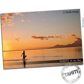 Carte postale couche de soleil pk18 tahiti cp337