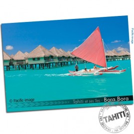 Carte postale pirogue a voile bora bora cp352