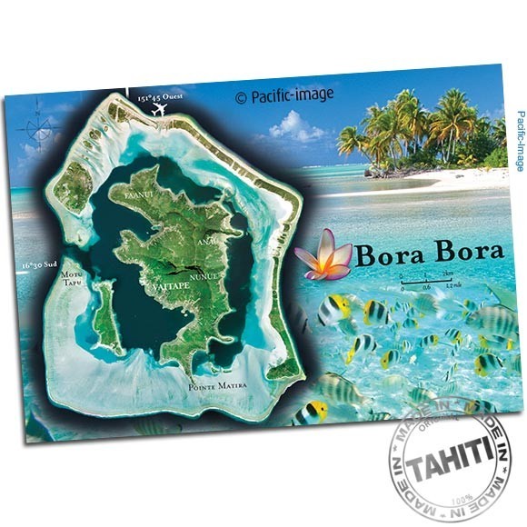 Carte postale carte de l'ile de bora bora cp363