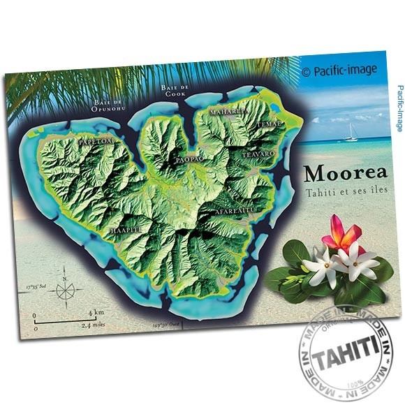 Carte postale carte de l'ile de moorea cp364