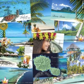 Carte postale carte de l'ile de tahiti cp365