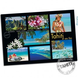 Carte postale panorama d'images de tahiti et ses iles cp368