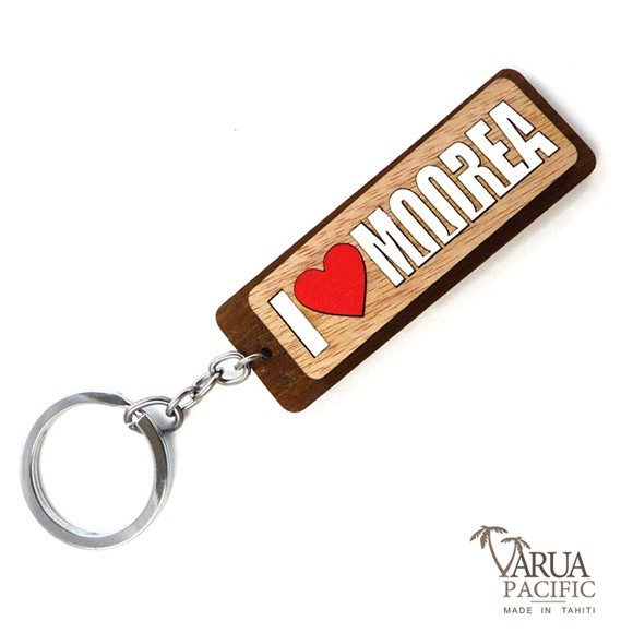 Porte cles bois varua pacific  i love moorea pc12