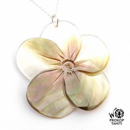 Chaine argent pendentif nacre fleur tahiti prokop 5fcb