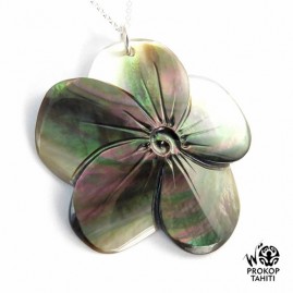 Chaine argent pendentif nacre fleur tahiti prokop 5fg37