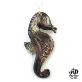 Chaine argent pendentif nacre prokop hippocampe phb9