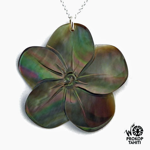 Chaine argent pendentif nacre fleur tahiti prokop 5ff Chaine argent pendentif nacre fleur tahiti prokop 5ff