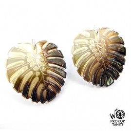 Boucles oreilles argent feuilles de ape nacre tahiti bou9