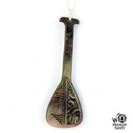 Chaine argent xl pendentif nacre gravee rame va'a prokop c10