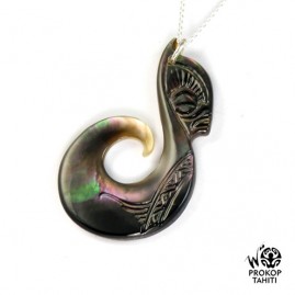 Chaine argent xl pendentif nacre prokop hamecon tiki ht3