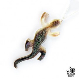 Chaine argent pendentif nacre margouillat prokop m8