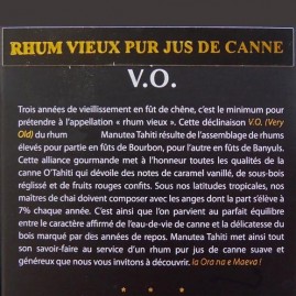 Rhum vieux agricole vo 43 manutea tahiti 70cl