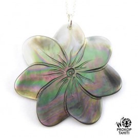 Chaine argent pendentif nacre fleur tiare prokop 7fg8