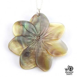 Chaine argent pendentif nacre fleur tiare prokop 7fg20