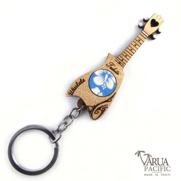Porte cles bois varua pacific ukulele bleu pc1 Porte cles bois varua pacific ukulele bleu pc1