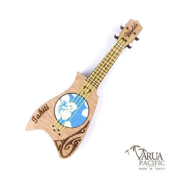 Magnet bois ukulele tahiti bleu varua pacific m7