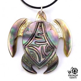 Pendentif nacre gravee prokop tortue xl tg13