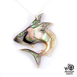 Chaine argent pendentif nacre prokop requin prq10