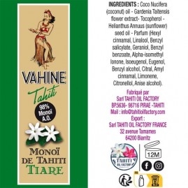 Monoi vahine tahiti 98% parfum fleur de tiare 125 ml