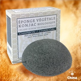 Eponge vegetale visage konjac bio karawan + charbon bambou