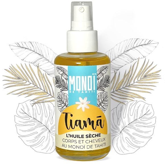 Huile seche bio 100% naturelle au monoi de tahiti tiama 100ml Huile seche bio 100% naturelle au monoi de tahiti tiama 100ml