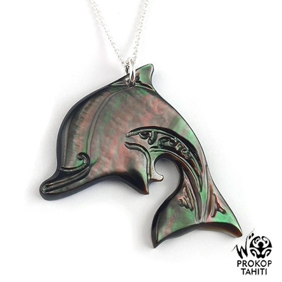 Chaine argent pendentif nacre prokop dauphin df2 Chaine argent pendentif nacre prokop dauphin df2