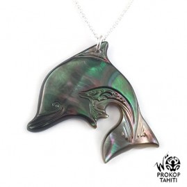 Chaine argent pendentif nacre prokop dauphin df6