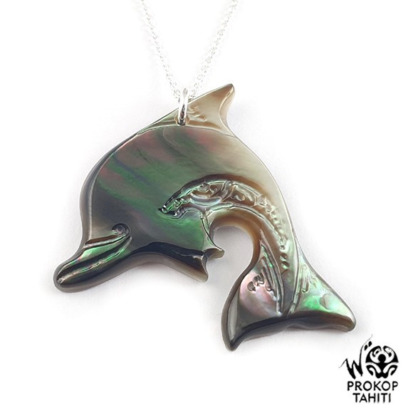 Chaine argent pendentif nacre prokop dauphin df9 Chaine argent pendentif nacre prokop dauphin df9