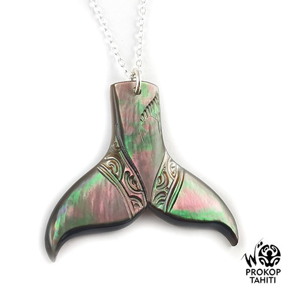 Chaine argent pendentif nacre prokop tahiti queue baleine b12 Chaine argent pendentif nacre prokop tahiti queue baleine b12