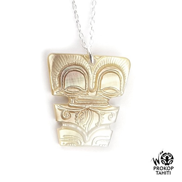 Chaine argent pendentif nacre prokop tahiti mini tiki ptk5 Chaine argent pendentif nacre prokop tahiti mini tiki ptk5