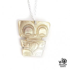 Chaine argent pendentif nacre prokop tahiti mini tiki ptk5