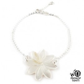 Bracelet argent nacre prokop tahiti fleur tiare brn09