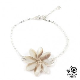 Bracelet argent nacre prokop tahiti fleur tiare brn12