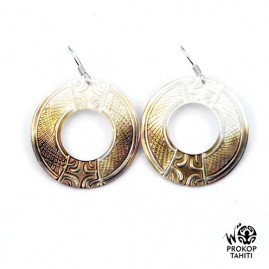 Boucles oreilles argent rondes nacre prokop tahiti brc10
