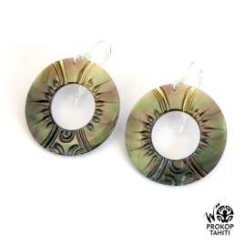 Boucles oreilles argent rondes nacre prokop tahiti brc12