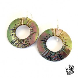 Boucles oreilles argent rondes nacre prokop tahiti brc13